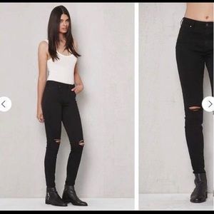 PAC SUN Black High Waisted Knee Ripped Jeans